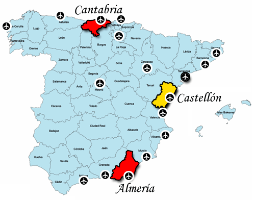 Castellón and surrounding Airports